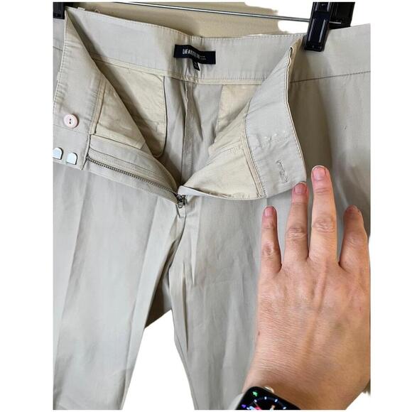 Lafayette 148 New York Beige Flat Front Cropped Dress Pants High Rise Size 12 - Picture 3 of 10